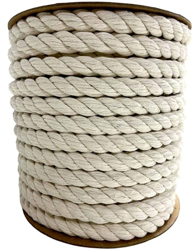 Corde en coton blanc 5 m x 12 mm - Corde en coton - Corde en coton - Corde macramé - Décoration de jardin, main courante