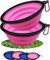 Collapsible Travel Dog Bowl Portable Large Or Small Pet Water and Food Feeding Bowl Outdoor Easy To Carry With Hook Blue or Pink (2 Small Pink)