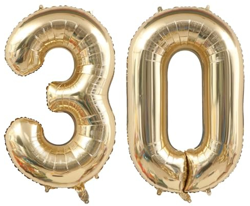 40 Zoll Gold Luftballon Zahlen 30 Champagner Gold Ballon 30. Geburtstag Deko Hell gold Folienballon Zahl 30 Riesenzahl Ballon 30 Party Hochzeit Kindergeburtstag Geburtstag Nummer 30