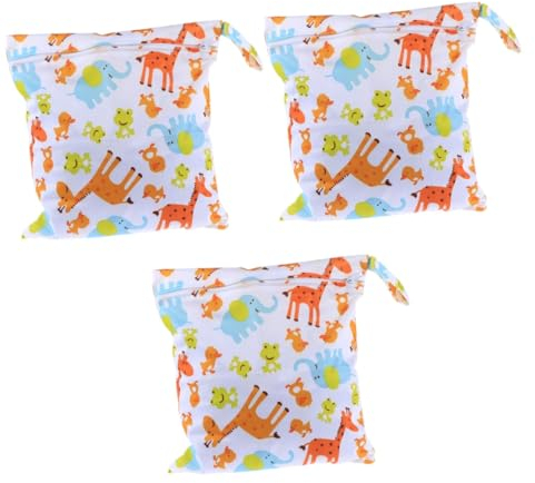 UPKOCH 3stücke Giraffe Muster Wickeltasche Wiederverwendbare Windel Tasche Mit Reißverschluss Und Snap Griff Für Nasse Und Trockene Dinge