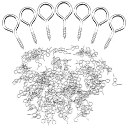 Ruidee 300Pezzi Gancio a Vite con Occhiello Occhielli a Vite 17.7x8.8mm Viti Occhiello Ganci per ciondoli Eyepins Gancetti a Mini Perno Occhio per Fai da Te Artigianato (YJQ1)