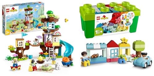 LEGO 10993 DUPLO 3in1 Tree House, Construction Toy for 3 Plus Years Old Toddlers, Girls & Boys & 10913 DUPLO Classic Brick Box Building Set with Storage, Toy Car, Number Bricks and More