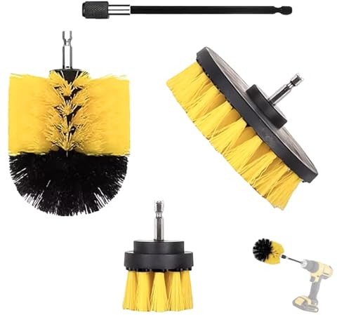 Ensemble de brosses de nettoyage électriques – avec 3 brosses et 1 embout étendu pour le nettoyage de la maison, brosses pour le nettoyage de la salle de bain, ensemble de brosses robustes et