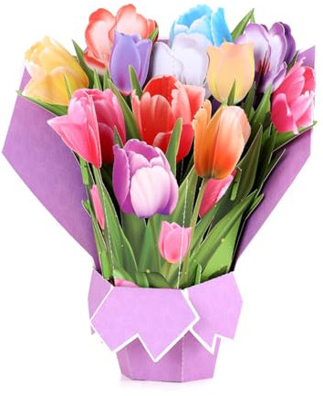 LUCKGONI Pop-Up-Karten mit Blumenstrauß, 3D-Popup-Grußkarten mit Blanko-Notizkarte und Umschlag für Muttertag, Geburtstag