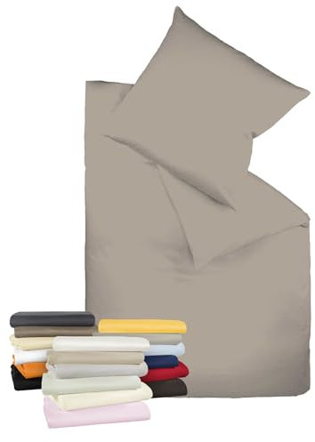 liebling Bettwäsche Interlock Jersey 155 x 220 cm, Farbe Taupe, Bettbezug aus 100% Baumwolle, edler Glanz, waschbar 60 Grad, Ökotex 100