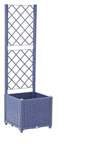 Fioriera da giardino rialzata in plastica con traliccio, fioriera extra large per balcone e patio, autoirrigante con foro di drenaggio per uso esterno.