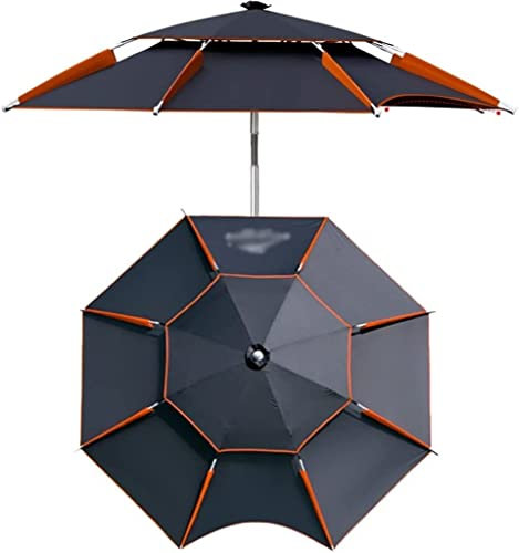 Sombrilla giratoria de 360 grados para patio al aire libre con diseño de ventilación de doble capa, sombrilla de jardín impermeable para balcón (negro + naranja, 2,2 m)