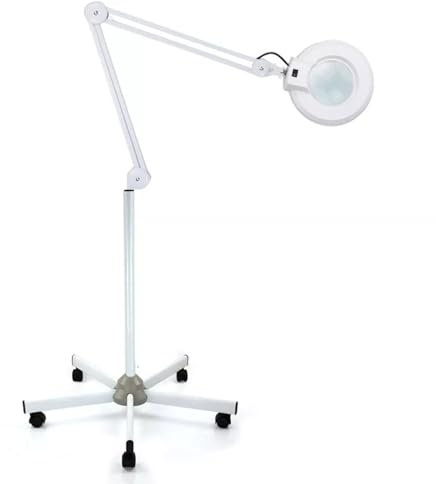 5 Fach Lupen mit licht und ständer Lupenleuchte 24W dreifach kreisförmige Standlupelampe mit Schwenkarm für Lesen Arbeit Nähen Senioren usw