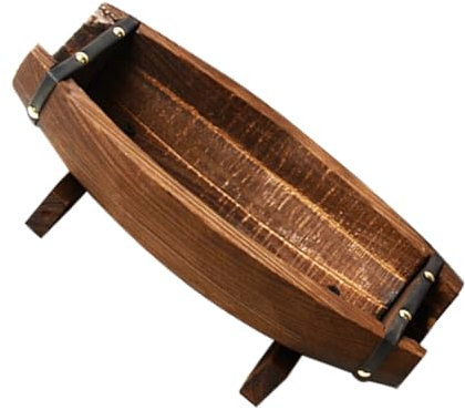 Yardwe Bandeja De Madera con Forma De Barril Decorativa para Suculentas Rústica