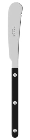 SABRE PARIS - Buttermesser 20cm - Bistrot - Rundes Messer Für Butter, Honig, Marmelade - Edelstahl & Nylon - Spülmaschinenfest - Schwarz