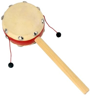 Sionhiuo Tambour à hochet pour , Tambour à hochet à Main | Hochet secouant la Main - Tambour à hochet de Style Chinois, Tambour à hochet en Bois, Instrument de Percussion Traditionnel Chinois pour