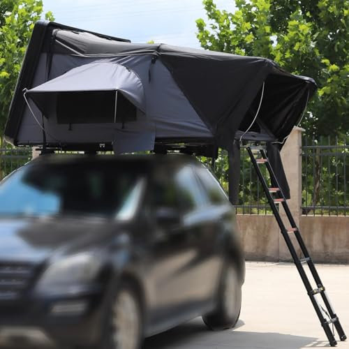 Dachzelt Autodachzelt Aluminium Case 2 Größen 5 Personen Grau Schwarz LED, Opt. Vorzelt oder Sonnensegel (Grau/Schwarz, 190x210x110cm, nur Dachzelt)