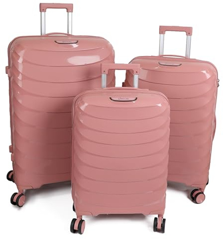 DIVCHI Luggage Sets 3 Piece Hard Shell Expandable Suitcases Lightweight Travel Trolley Suitcase With Spinner Wheels TSA Lock Telescopic Handle (Pink)