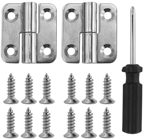 Bisagras desmontables para puerta corredera, 2 unidades, bisagras de acero inoxidable con 12 tornillos y 1 destornillador, para puerta o ventana (diestros, 1,5 pulgadas)