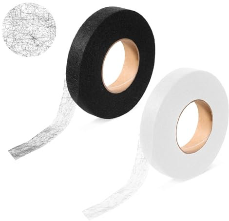 Trinkrittey 2 rollos de cinta de dobladillo sin costura para pantalones, cinta adhesiva de doble cara, cinta adhesiva de tela para dobladillo, cinta para cortinas, vestidos, ropa, faldas, jeans (negro