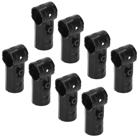 Juego de Abrazaderas de Tubo en Forma de T de 28 Mm, 8 Abrazaderas de Riel de Extremo de Metal Negro con Pernos y Tuercas, Acero Laminado en Frío, Acero Inoxidable para Cerca de