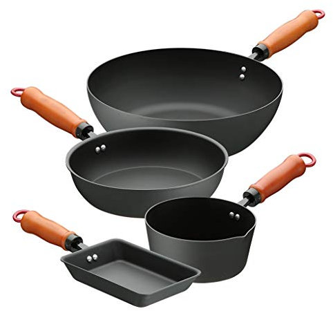 QTYQWC Topf Set Japanischer Stil EIN-Personen-Food-Topf Kleiner Wok Eisen Wok Tamagoyaki Square Mini-Pfanne