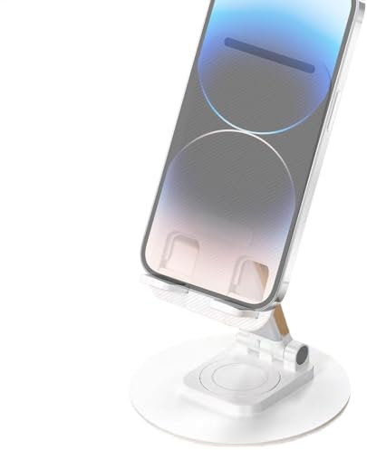 Generico Foldable Desk Phone Mount, 360° Rotating Adjustable Metal Stand, Non-Slip Cellphone Cradle, Portable Smartphone Holder, for Table, Desk, Work, Study Use