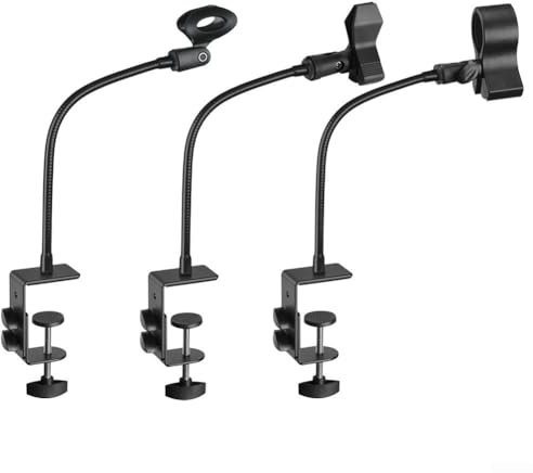 Flexibler Mikrofonhalter mit Schwanenhals und Klemme für Radio- und Live-Broadcast-Anwendungen (28–40 mm Durchmesser Mikrofon)