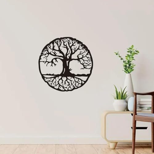Grande adesivo da parete rotondo con albero della vita in vinile rimovibile per creare uno spazio spirituale sacro nella tua casa