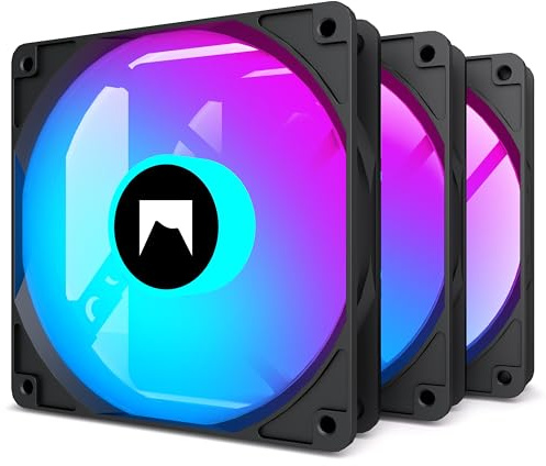 HYXN 120MM ARGB PWM Fans - Translucent Blades - High Static Pressure & Airflow - Quiet Operation (3, Black, Forward)