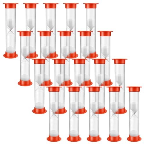 YICH 20 Stück Sanduhr 1 Minute Set Rot Sanduhren Set für Kinder | Sanduhren Kinder Plastik Sand Time für Schule Lernen Zähneputzen Spiel Zuhause
