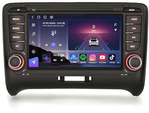Qualcomm 8-Kern 8GB+128GB Android 14 Autoradio für Audi TT 8J MK2 Radio Apple CarPlay & Android Auto 4G LTE WiFi Canbus Bluetooth 5.1 SWC DAB+, 7 Zoll Touchscreen