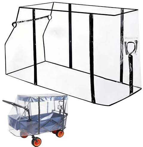 Bollerwagen Regenschutz Universal, Pengrity Transparent Regenschutz Bollerwagen, Wasserdichtes Staub Schnee, für Regenplane Klappbaren Bollerwagen Zubehör Campingwagen Handwagen 115 X 92 X 75 cm