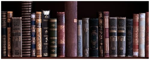 Wallario Memoboard aus Glas mit Motiv, Magnet-Tafel in 32 x 80 cm in Premium Qualität Bücherregal mit Alten Büchern