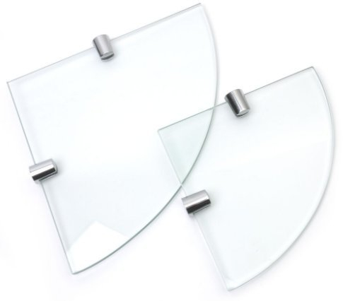 BSM Marketing Lot de 2 étagères d'angle en verre trempé de 6 mm - 150 mm et 200 mm