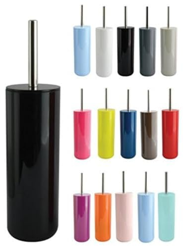 MSV Brosse WC Porte-Balai Toilette Pot à Balai „Inagua“ Ensemble WC à Poser en Polystyrène Balayette avec Manche en Acier Inoxydable Noir