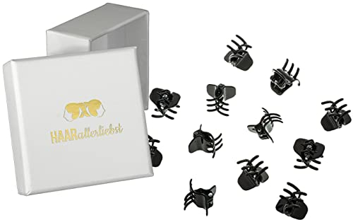 HAARallerliebst Haarklammer Klein Set 12 Stück – Haarspange Klein für Damen – Haarspangen Damen Schwarz – Kleine Haarklammern – Haarklemmen Damen – Mini Haarklammern