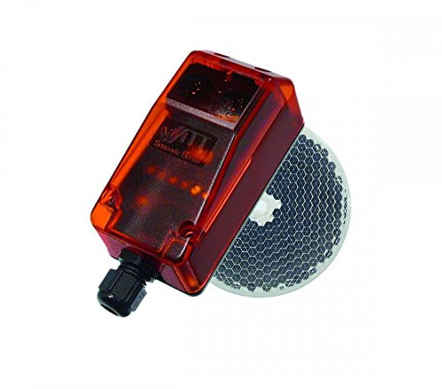 Fotocelula de reflexion con espejo RP 25 compatible con muchas marcas y modelos de motor o central de puerta automatica de garaje o parking y aplicaciones industriales, sensor de obstaculos
