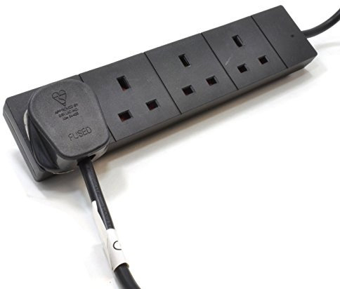 kenable 4 Gang Way UK Trailing Socket Mains Power Extension Lead Black 0.5m [0.5 metres]