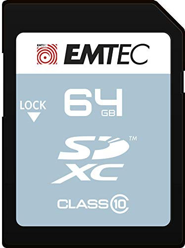EMTEC, ECMSD64GXC10CG, Carte microSD 64 Go Classe 10 SDXC, Vitesse de lecture jusqu'à 20MB/s, idéale pour smartphones et tablettes, design élégant, Noir/Gris/Blanc