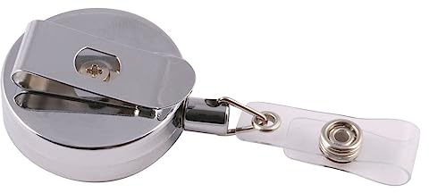 Europel Ausweisjojo für Ausweishalter, Namensschild, Namensschild Schlüsselanhänger, mit Gürtelclip und Schlaufenclip, Metall Einziehbar, 80cm, 121283, 10 Stück