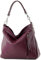 modamoda de T183 Damen Schultertasche Handtasche Tragetasche Echtleder Groß handmade in Italy, Farbe:Bordeauxviolett