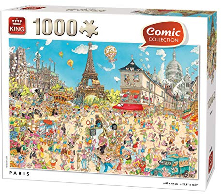 King International 55843 Comic Cartoon Paris Puzzle 1000 Teile, Farbig, 68x49 cm