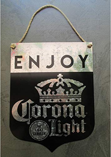 Hotrodspirit – Schild Corona Light Enjoy mit Schnur Biere Beer 33 x 25 cm