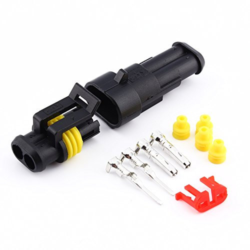 Fydun Conector de cable eléctrico Enchufe de 2 pines Terminales de 1,5 mm Termoencogible Enchufes de arnés de cable de bloqueo rápido Impermeable para auto Motocicleta Coche Camión