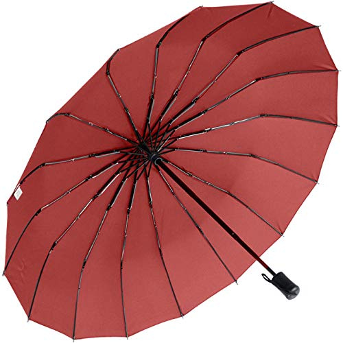iX-brella Taschenschirm 16-teilig mit Handöffner - dunkelrot