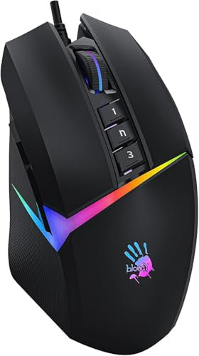 Bloody W60 Active Gaming Mouse con 1000 CPI USB attivo, 4-type LOD interruttore di impostazione, 5 effetti di luce RGB virtuali, ruota in gomma a doppia iniezione
