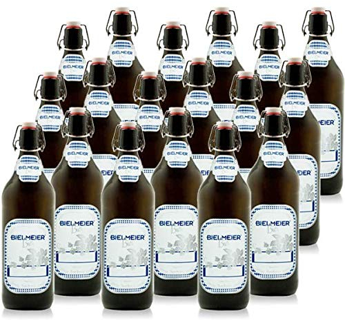 Bielmeier Set 12 Stück Bierflaschen 1 L Bügelverschluss 12 bar Druck geprüft Aufkleber Made in Germany Set aus 3 x B040028
