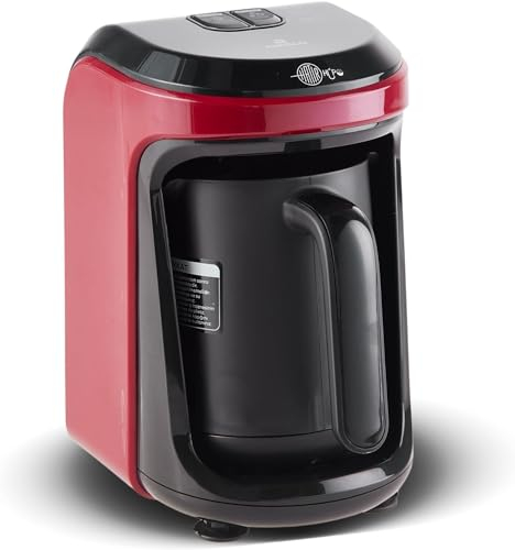 Karaca Hatır Hups Türkische Kaffeemaschine Für 5 Personen, Rot, 535 W, Milcherhitzung Maschine, Kaffeevollautomat, Türkischer Mokka mit Milch, Heisse Schokolade, Instantkaffee mit Milch