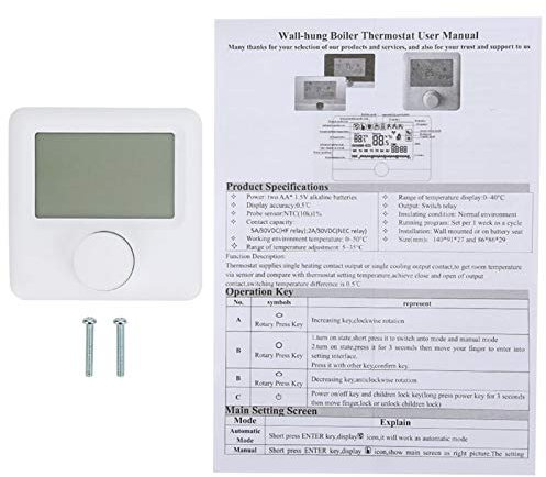 EVTSCAN Ultimo termostato per caminetto, Termostato programmabile, HYO6BW Display LCD digitale Termostato per riscaldamento Termostato per casa