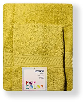 Bassetti - Set Asciugamani Da Bagno Viso e Bidet Coppia Asciugamani da Bagno con Ospite | 60x110 cm + 40x60 cm | Col. W1 - Verde Lime