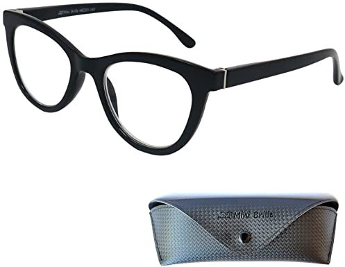 Cateye Anti Blaulicht Brille Lesebrille Dicker Rahmen, Gratis Brillenetui, Kunststoff Brillengestell (Schwarz), Blaulichtfilter Brille Damen 2.0 Dioptrien