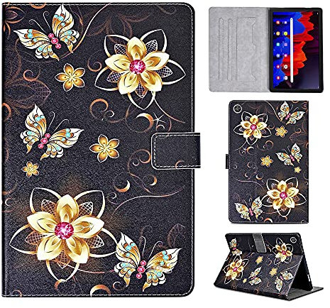 Auslbin Lenovo Smart Tab M10 FHD Plus 10,3 Zoll Hülle,Ultra Thin Cover mit Standfunktion PU Leder Smart Schutzhülle Kompatibel mit Lenovo M10 FHD Plus - Goldener Schmetterling
