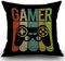 Smooffly Hidden Zippered Cushion Cover Gamer Game Controller 18X18Inch,Decorative Throw Custom Cotton Pillow Cover Pillowcase for Home Sofas,bedrooms,Offices,and More,Black Green 45x45 cm