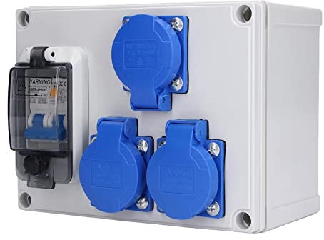 Receptáculo a Prueba de Agua, Enchufe de Pared de 3 Posiciones Doble Enchufe de Caja de Enchufe Alemán 200 250v, 230v 40a 1P + n RCD para Interiores Y Exteriores